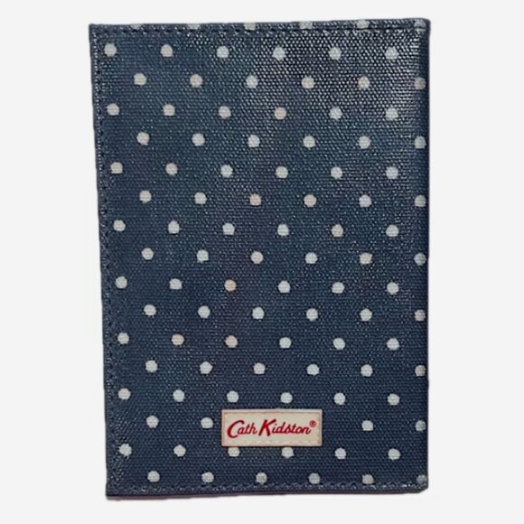 Cath Kidston London Navy Blue White Polka Dot Passport Cover NWOT - Picture 1 of 3